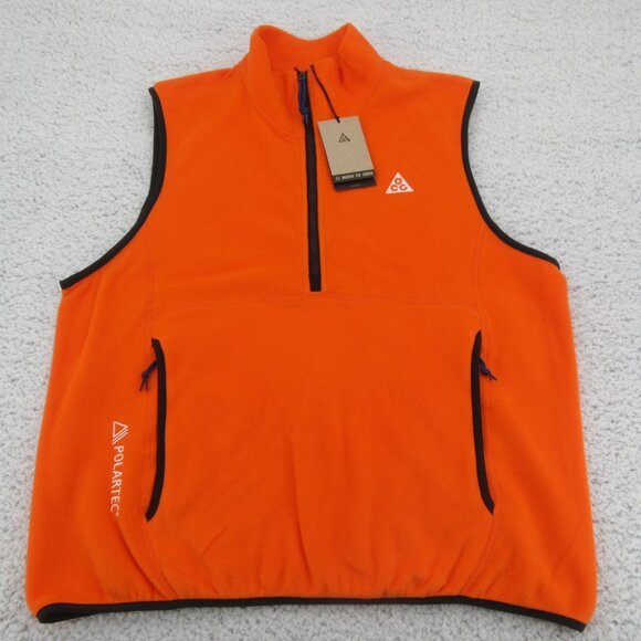 Nike ACG Wolf Tree Thermal Vest Polartec Orange Mens Size Medium NEW - Picture 2 of 15
